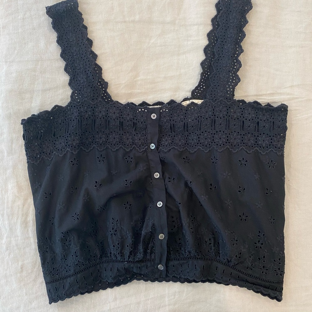 Doen Estelle eyelet lace top black S